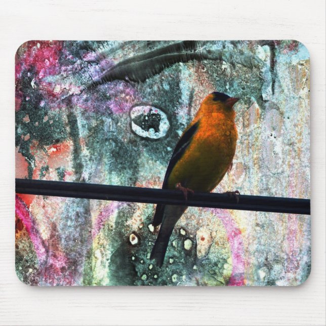 Goldfinch Grunge Mouse Mat (Front)