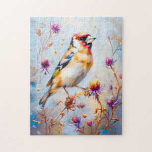 Goldfinch in Flight, Impressionist Style Jigsaw Puzzle