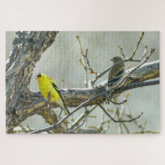 Goldfinch Male and Female Bird Lover Jigsaw Puzzle (Horizontal)