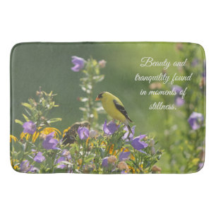 Goldfinch on a Harebell Flower    Bath Mat
