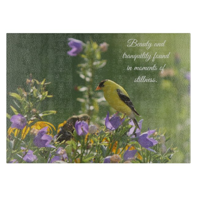 Goldfinch on a Harebell Flower    Cutting Board (Front)