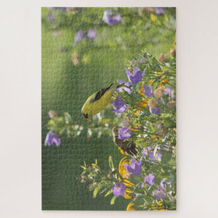 Goldfinch on a Harebell Flower Jigsaw Puzzle