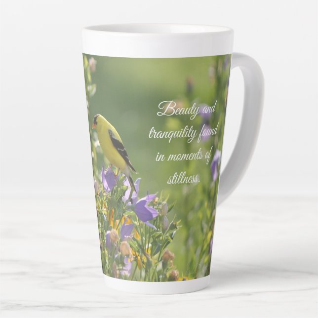 Goldfinch on a Harebell Flower       Latte Mug (Right Angle)