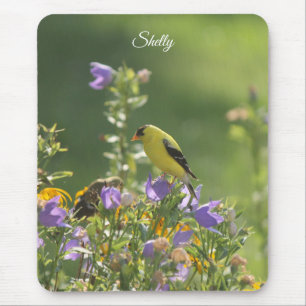 Goldfinch on a Harebell Flower Mouse Mat