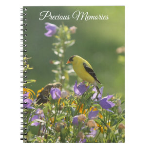 Goldfinch on a Harebell Flower Notebook