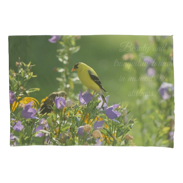 Goldfinch on a Harebell Flower   Pillowcase (Front)