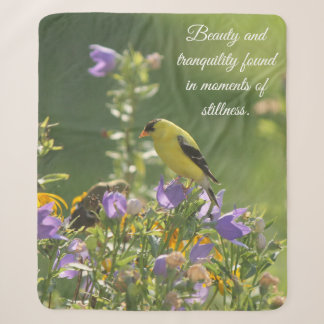 Goldfinch on a Harebell Flower Sherpa Blanket
