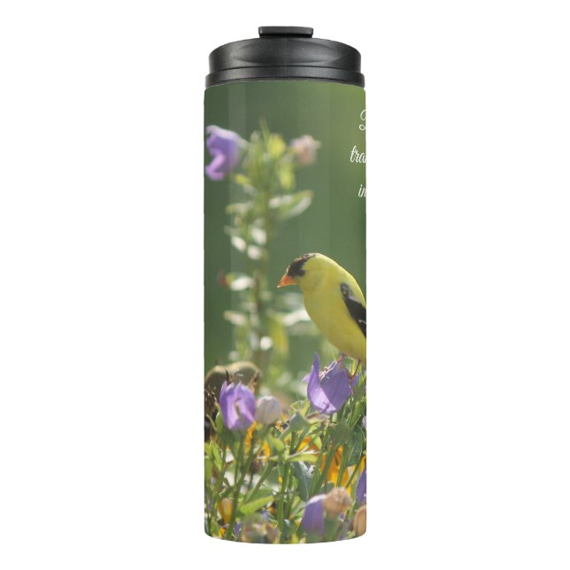 Goldfinch on a Harebell Flower    Thermal Tumbler (Front)