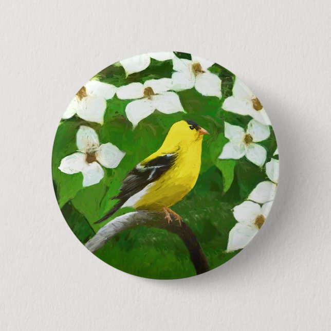 Goldfinch Painting - Cute Original Dog Art 6 Cm Round Badge (Front)