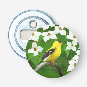 Goldfinch Painting - Cute Original Dog Art Bottle Opener