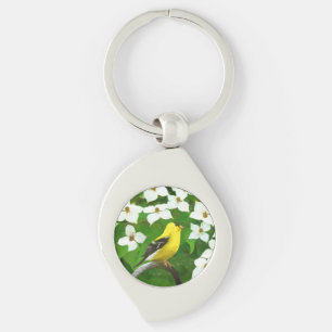 Goldfinch Painting - Cute Original Dog Art Key Ring