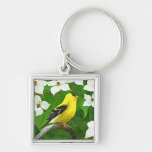 Goldfinch Painting - Cute Original Dog Art Key Ring