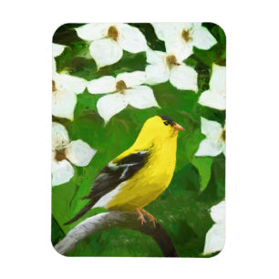 Goldfinch Painting - Cute Original Dog Art Magnet