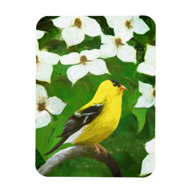 Goldfinch Painting - Cute Original Dog Art Magnet (Vertical)