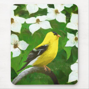 Goldfinch Painting - Cute Original Dog Art Mouse Mat