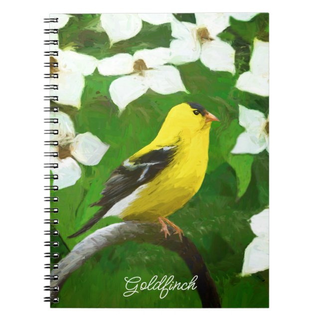 Goldfinch Painting - Cute Original Dog Art Notebook (Front)