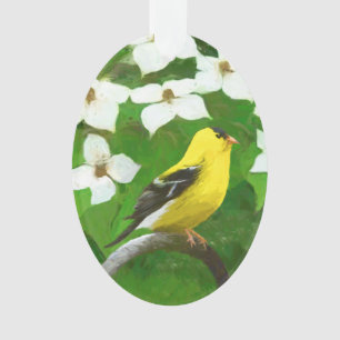Goldfinch Painting - Cute Original Dog Art Ornament