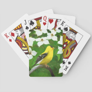 Goldfinch Painting - Cute Original Dog Art Playing Cards