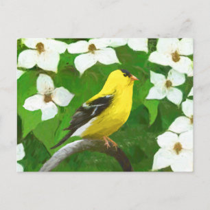Goldfinch Painting - Cute Original Dog Art Postcard