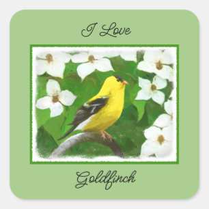 Goldfinch Painting - Cute Original Dog Art Square Sticker