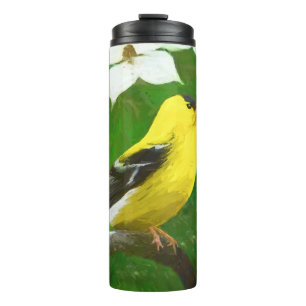 Goldfinch Painting - Cute Original Dog Art Thermal Tumbler