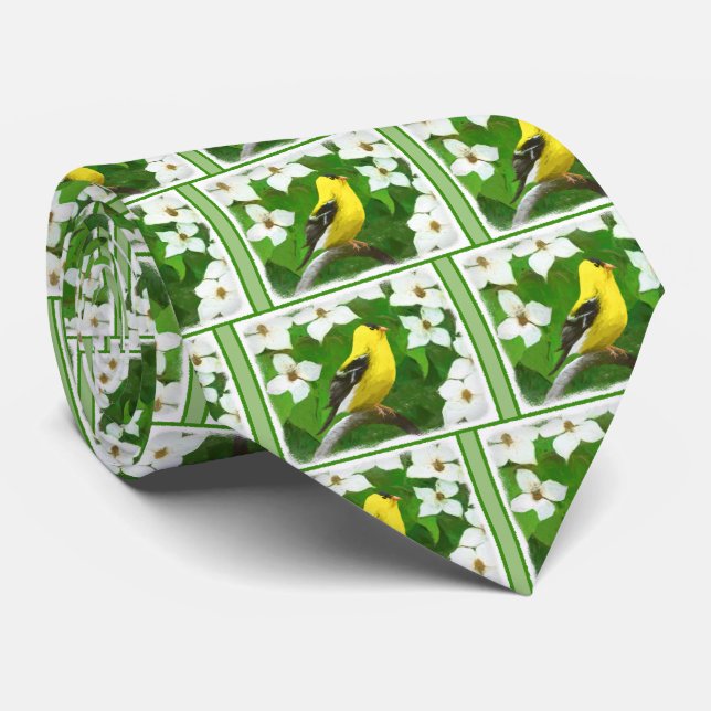 Goldfinch Painting - Cute Original Dog Art Tie (Rolled)