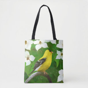 Goldfinch Painting - Cute Original Dog Art Tote Bag
