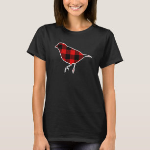 Goldfinch Red Buffalo Plaid Bird Matching Pj Famil T-Shirt
