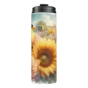 Goldfinch Songbird Rustic Garden Thermal Tumbler