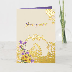Goldfinch Spring Garden Wedding Cream Foil Greeting Card