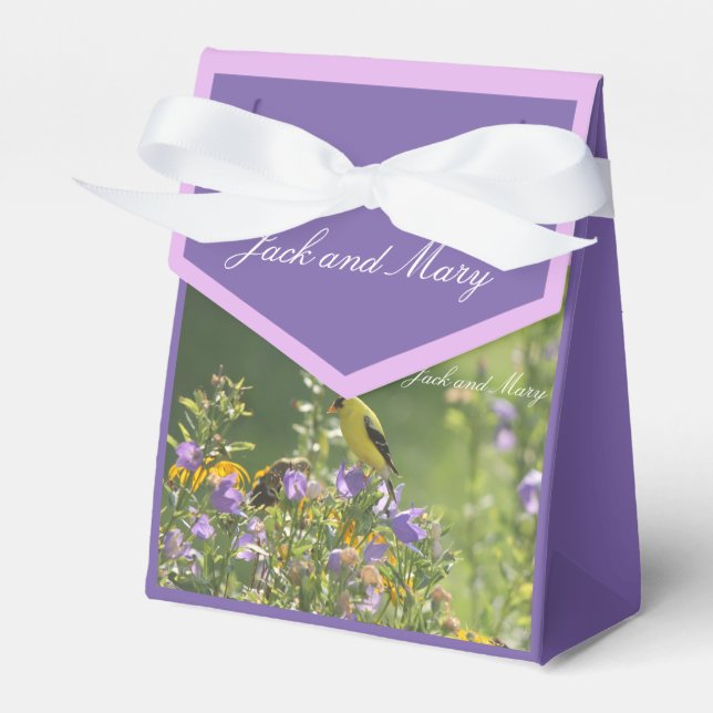 Goldfinch Spring Garden Wedding Favour Box (Front Side)