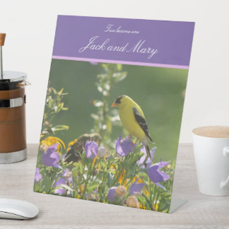 Goldfinch Spring Garden Wedding Pedestal Sign
