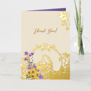 Goldfinch Spring Garden Wedding Thank You vertical Foil Greeting Card
