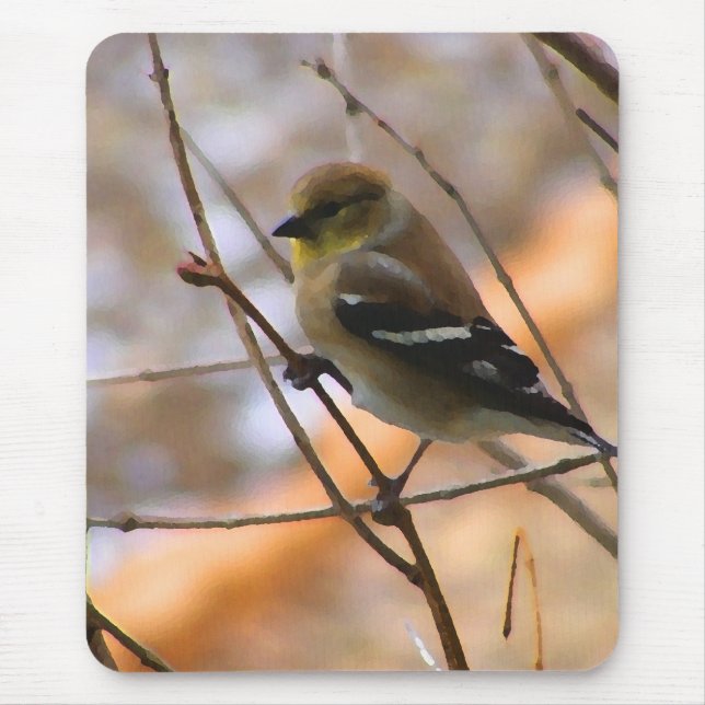 Goldfinch Watercolor Mouse Mat (Front)