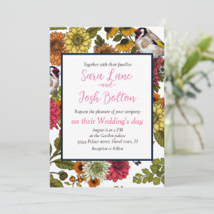Goldfinches and flowers invitation