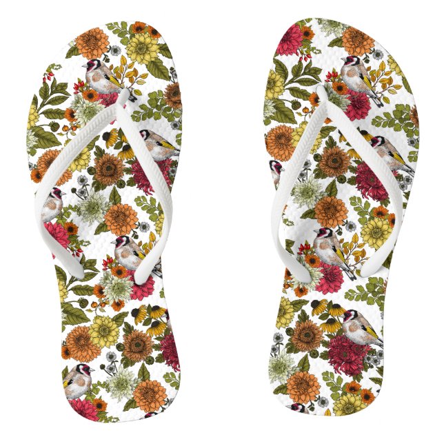 Goldfinches in the garden   flip flops (Footbed)