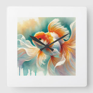 Goldfish 201024AREF141 - Watercolor Square Wall Clock
