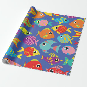 Goldfish Aquarium Cute 1st Birthday Wrapping Paper