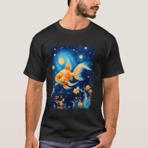 Goldfish Aquarium Fish Starry Night Painting T-Shirt