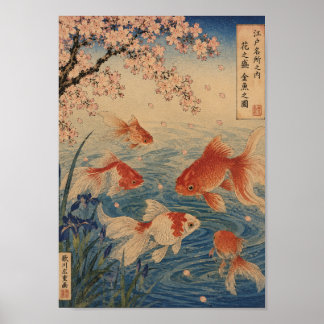 Goldfish Beneath the Cherry Blossoms Poster