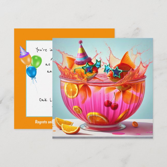 Goldfish Birthday Party Invitation (Front/Back)