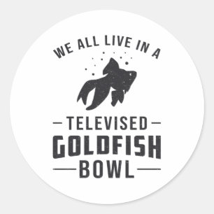 Goldfish Bowl Fishing Animal Aquarium Cute Fish Classic Round Sticker