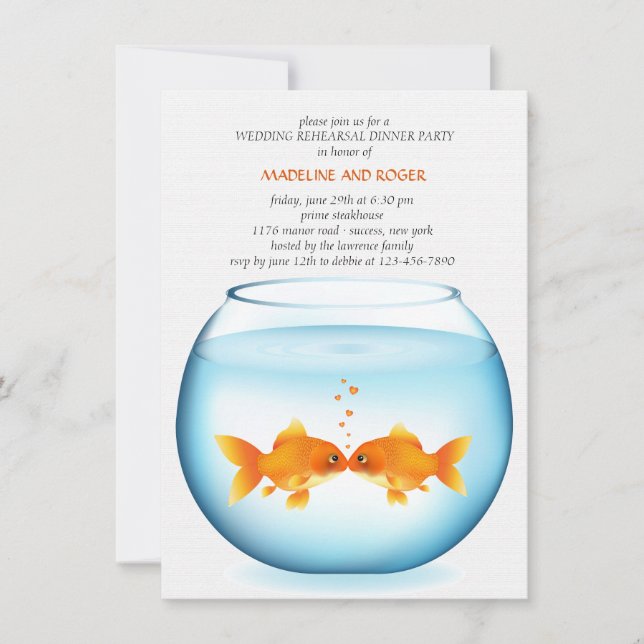 Goldfish Bowl Wedding Rehearsal Dinner Invitation (Front)