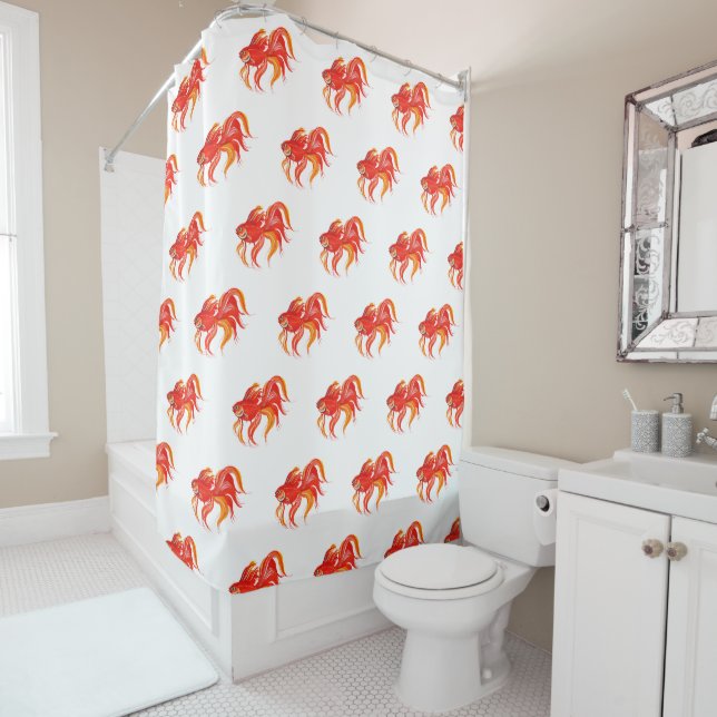 Goldfish design. Bright Aquarium fish Shower Curtain (In Situ)