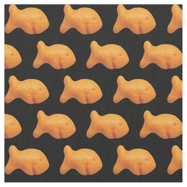 Goldfish Fabric, Black Background Fabric (Close Up)