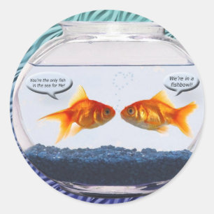 Goldfish fishbowl humour classic round sticker