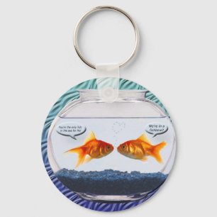 Goldfish fishbowl humour key ring