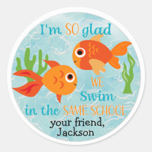 Goldfish Glad We Swim in the Same School Valentine Classic Round Sticker