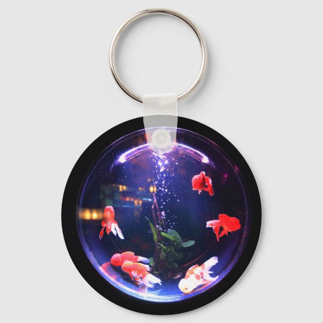 Goldfish in a fish bowl aquarium key ring (Front)