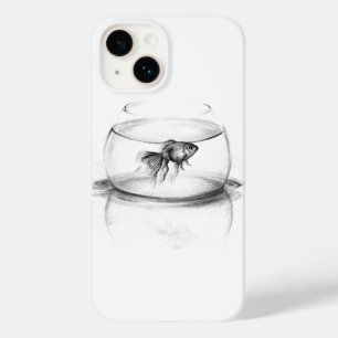 Goldfish in bowl and water Minimalist drawing art Case-Mate iPhone 14 Case